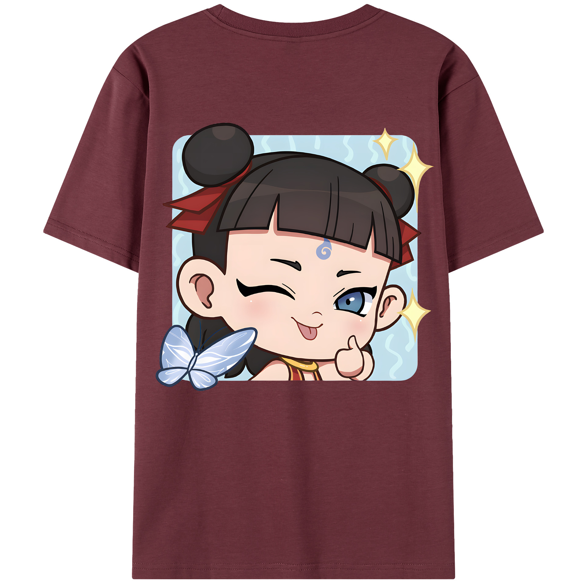 （画像用） Ne Zha 2 ナタ 魔童の大暴れ 綿100％半袖Tシャツ（背面プリント）